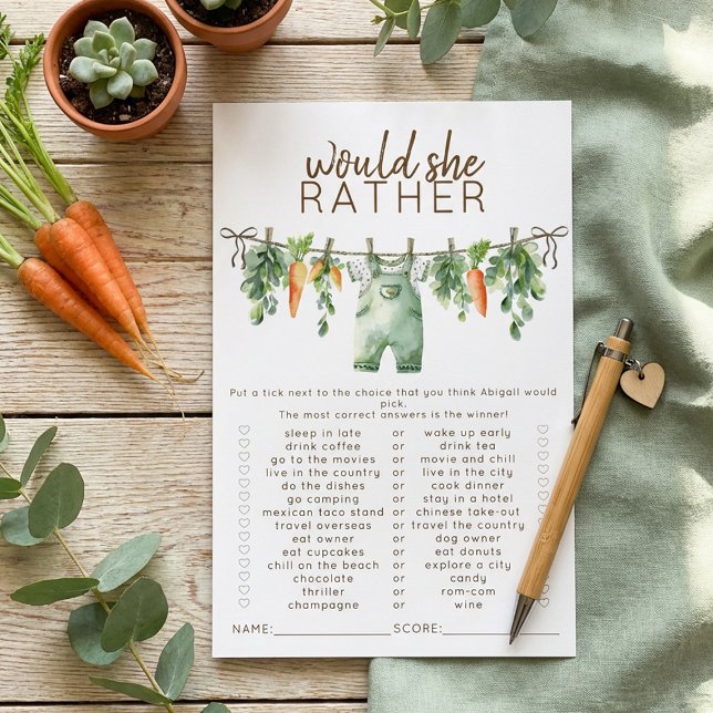 Locally Grown Would She Rather Baby Shower Game (クリエイターアップロード済み)