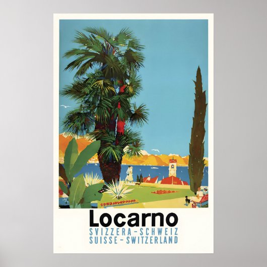 Locarno Switzerland Travel Poster Lake Maggiore ポスター (正面)