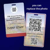 Location Replaceable Photo Logo QR Conference  バッジ