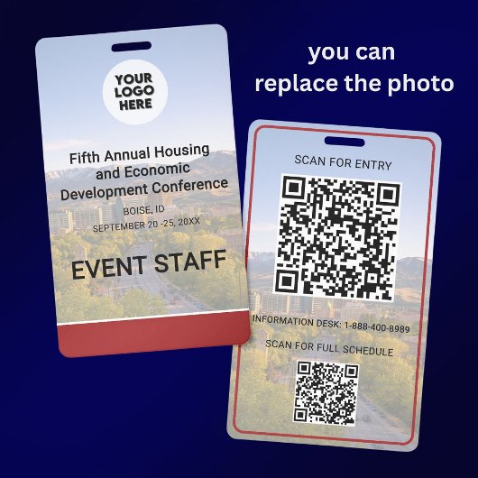 Location Replaceable Photo Logo QR Conference  バッジ