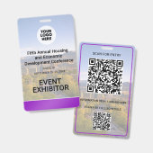 Location Replaceable Photo QR Logo Conference  バッジ (正面＆裏面)