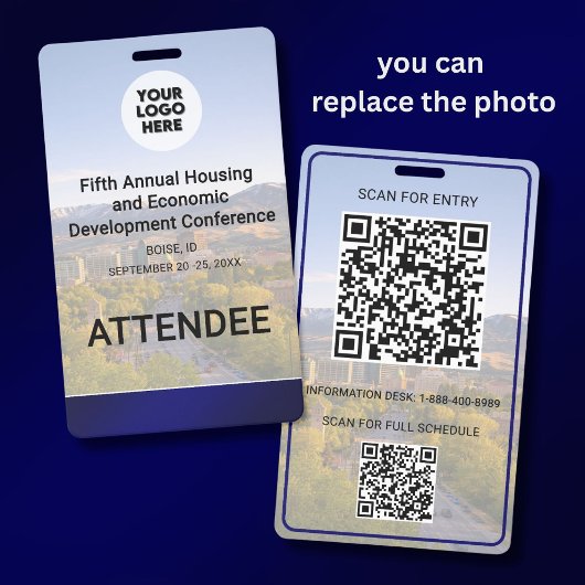 Location Replaceable Photo QR Logo Conference バッジ
