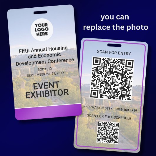 Location Replaceable Photo QR Logo Conference  バッジ