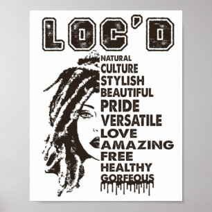 Loc'dヘアブラッククイーンブラックヒストリ月Afro Wo ポスター