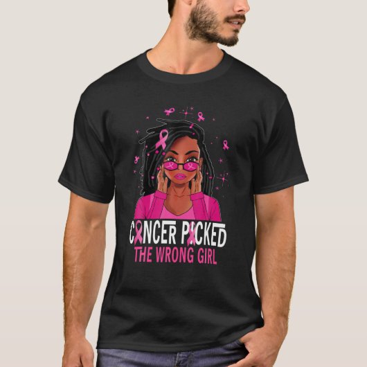 Loc'd Hair Black Woman African Cancer Picked Breas Tシャツ (正面)