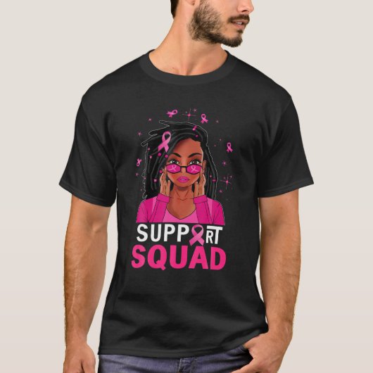 Loc'd Hair Black Woman African Support Squad Breas Tシャツ (正面)