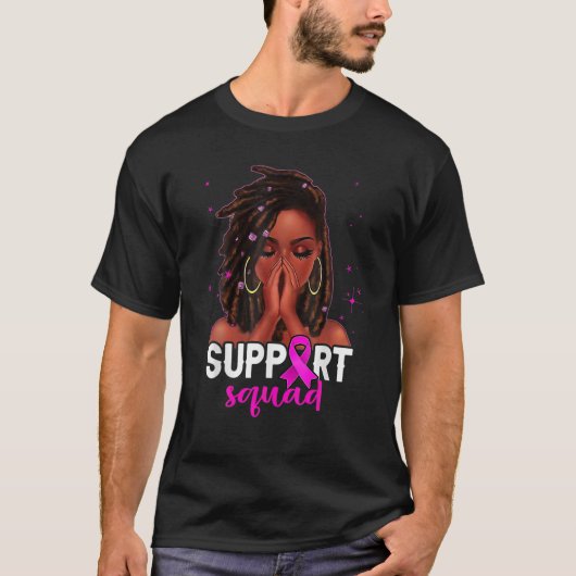 Loc'd Hair Black Woman Support Squad Costume Breas Tシャツ (正面)