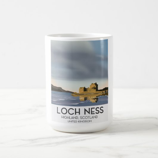 Loch Ness, Highlands,スコットランド旅行ポスター モーフィングマグカップ (中央)