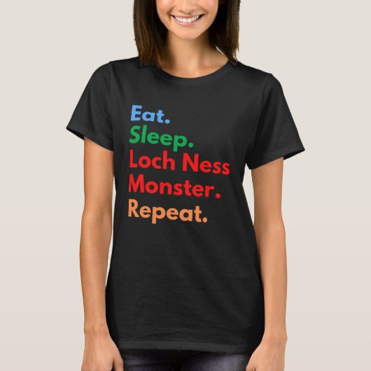 Loch Ness L食べに対してSleep Loch Ness Monster Repeat Tシャツ (正面)