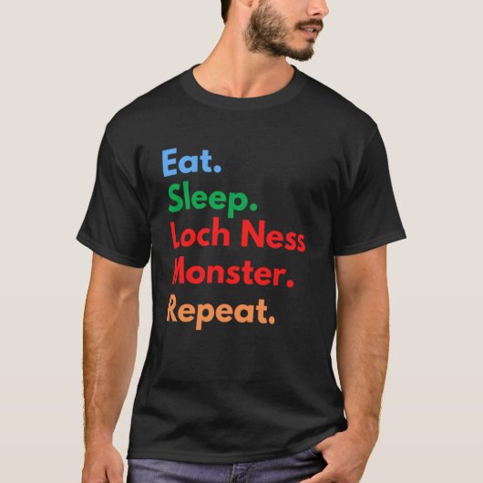 Loch Ness L食べに対してSleep Loch Ness Monster Repeat Tシャツ (正面)