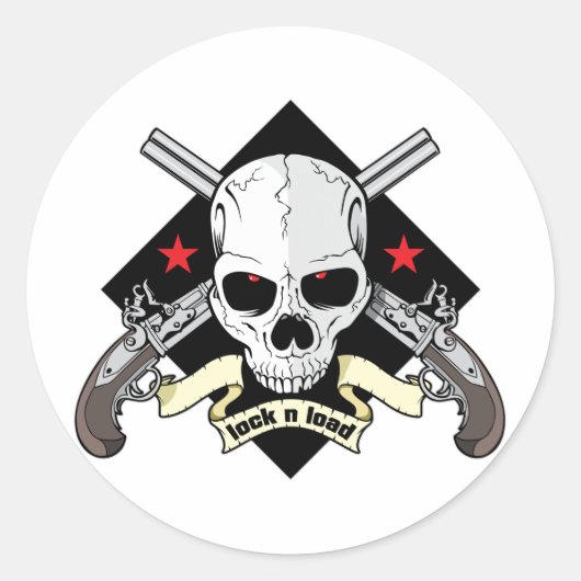 Lock n Loadスカル ラウンドシール (正面)