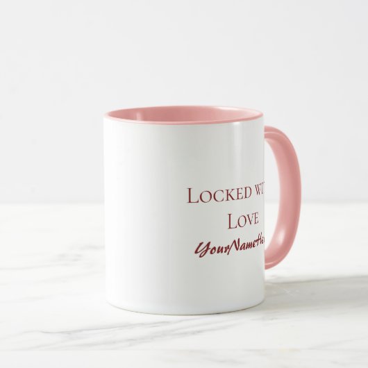 Locked Love Valentine Personalized Mug マグカップ (正面右)