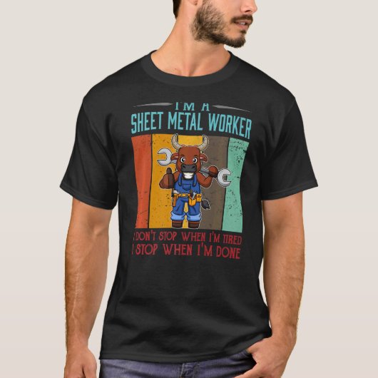 Locksmiが完了したストップ場合にMens Sheet Metal Worker Tシャツ (正面)