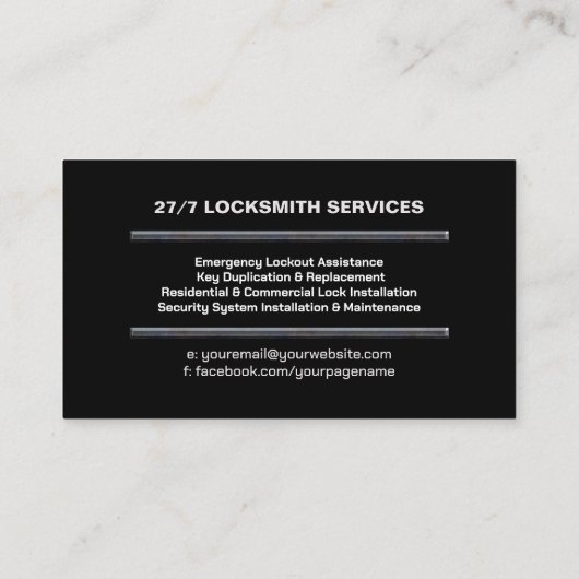 Locksmithサービスの名刺 名刺 (裏面)