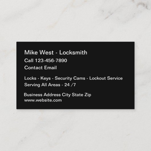 Locksmithセキュリティ製品の名刺 名刺 (裏面)