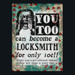 Locksmith - Funny Vintage Retro ポスター<br><div class="desc">Locksmith vintage advertisement in turquoise,  aqua,  red and black. Arty,  funny,  colorful and fun,  it makes a great gift and will surely bring smiles and laughter to the recipient.</div>