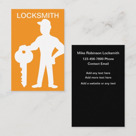 Locksmith Verticalクールビジモダンネスカード 名刺 (正面/裏面)