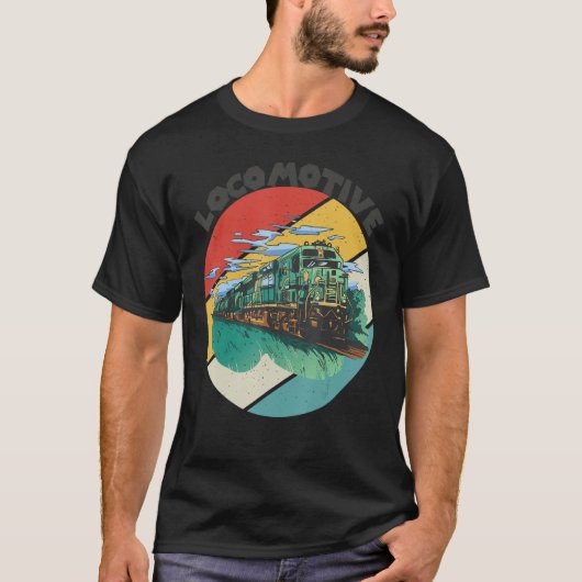 Locomotive Conductor Railroad Train Railway Rails Tシャツ (正面)