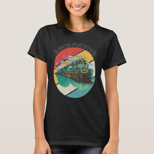 Locomotive Conductor Railroad Train Railway Rails Tシャツ (正面)