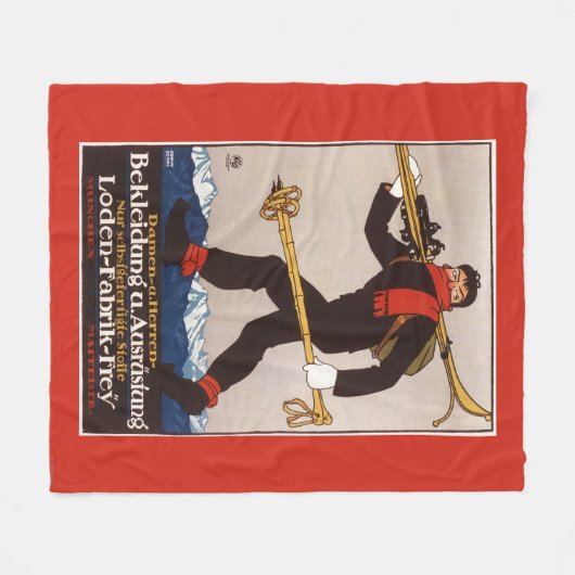 Lodenのスキーはスキー広告ポスターに着せます フリースブランケット (正面(横))