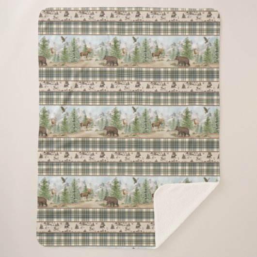 Lodge Bear Plaid シェルパブランケット (正面)