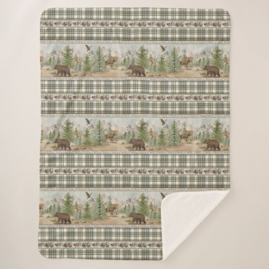 Lodge Bear Plaid シェルパブランケット (正面)