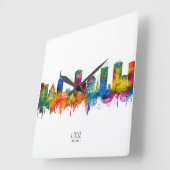 Lodz Poland Skyline スクエア壁時計 (傾斜)