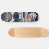 【lofi-art】和風 ビンテージ レトロ ネオ浮世絵盆栽アート：サイバーパンク スケートボード (横)