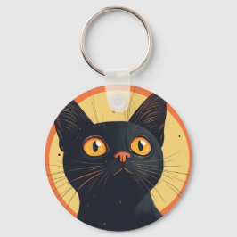 Lofi Style Black Cat Keychain キーホルダー