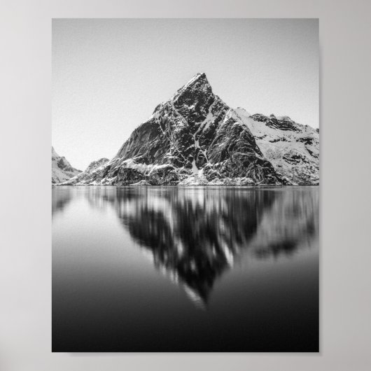 Lofoten Mountain白黒写真 ポスター (正面)