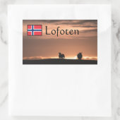 Lofoten Sunset Sheep自然写真 長方形シール (バッグ)
