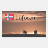 Lofoten Sunset Sheep自然写真 長方形シール (正面)