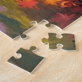 Log Cabin | Fall Foliage Forest Watercolor ジグソーパズル (側面)