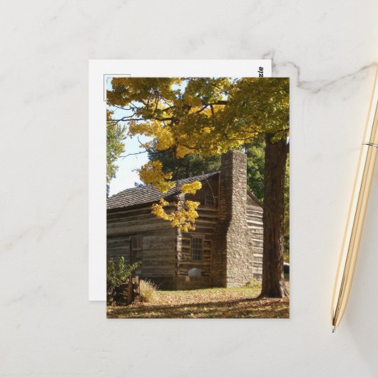 Log Cabin in Washington, Iowa in Autumn ポストカード (正面/裏面インサイチュ)