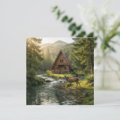 Log Cabin, Stream, Mountains and Deer Nature Art (スタンド正面)