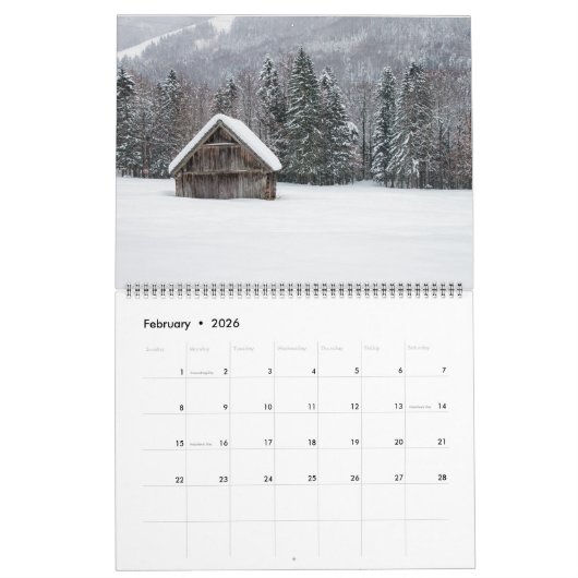 Log Cabin Whispers:リトリートの1年素朴。 カレンダー (2月 2026)