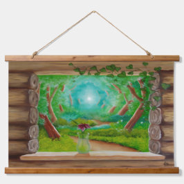 Log Cabin Window 吊り下げ型タペストリー