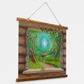 Log Cabin Window 吊り下げ型タペストリー (傾斜あり)