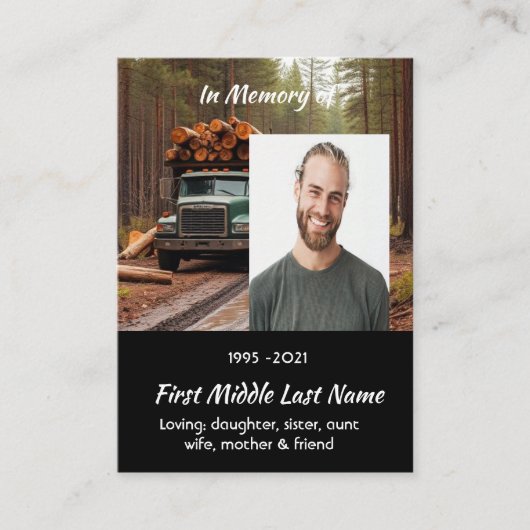 Log Haul Driver Memorial Keepsake  名刺 (正面)