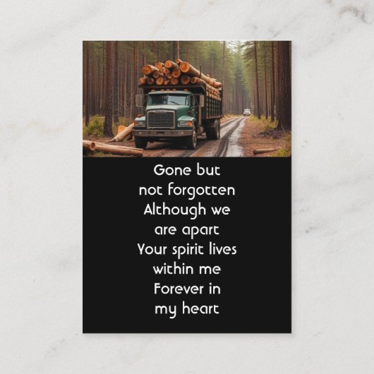 Log Haul Driver Memorial Keepsake  名刺 (裏面)