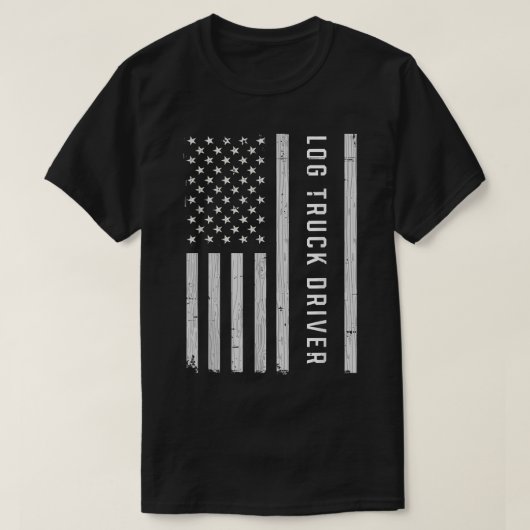 Log Truck Driver USA Flag Patriotic Tシャツ (デザイン正面)