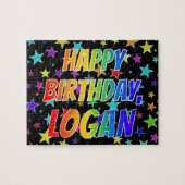 "LOGAN"名、おもしろい"ハッピーバースデー" ジグソーパズル (横)