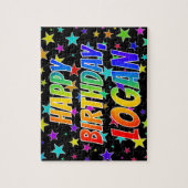 "LOGAN"名、おもしろい"ハッピーバースデー" ジグソーパズル (縦)