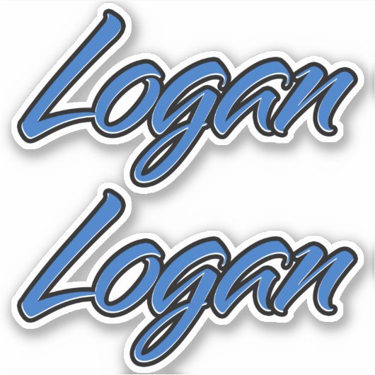 Logan Name blue Aufkleber Sticker Stickerset シール (正面)