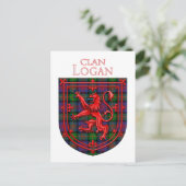 Logan Tartan Scottish Plaid Lion Rampant ポストカード (スタンド正面)