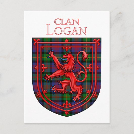 Logan Tartan Scottish Plaid Lion Rampant ポストカード (正面)