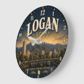 Logan Utah college town ラージ壁時計 (傾斜)
