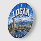 Logan Utah Mountain ラージ壁時計 (傾斜)