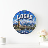 Logan Utah Mountain ラージ壁時計 (ホーム)