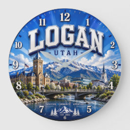 Logan Utah Mountain ラージ壁時計